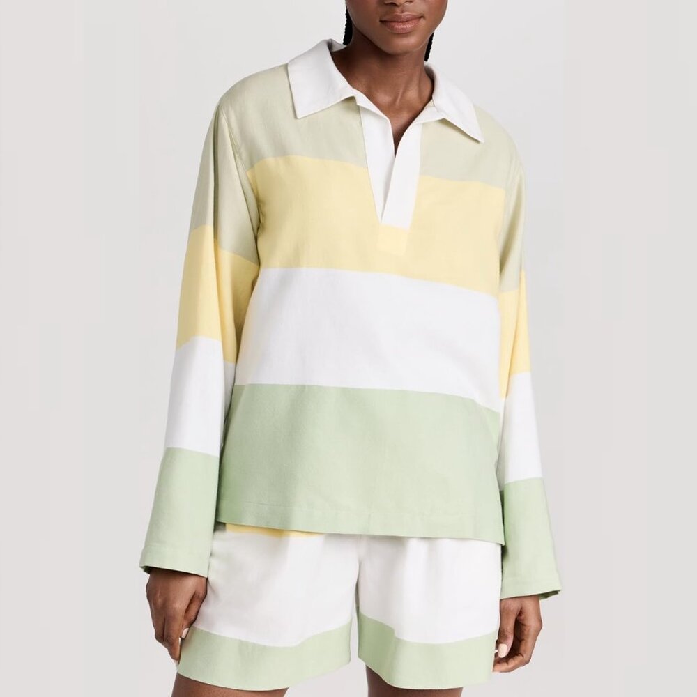 Rare Marrakshi Life Oversized Rugby Shirt NWT - Pastel Stripes